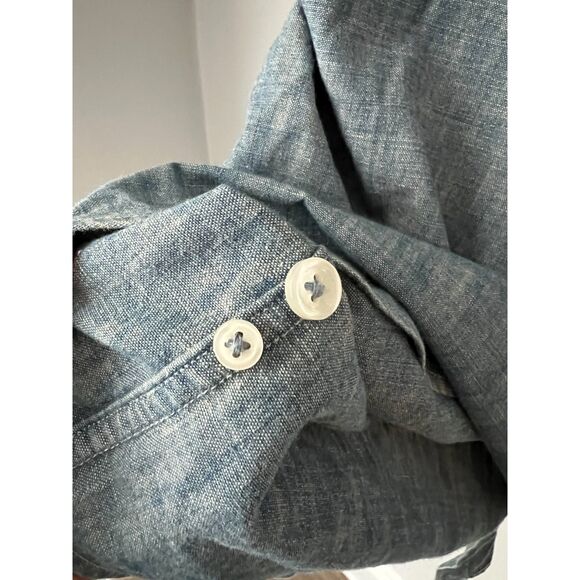 J.CREW Men's Blue Chambray Button Down Shirt Slim Medium Organic Cotton Casual - Picture 7 of 10